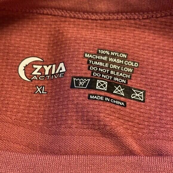 Zyia Tee Shirt Top Womens XL Pink Poppy Chevron Active Long Sleeve Compression - Picture 9 of 9